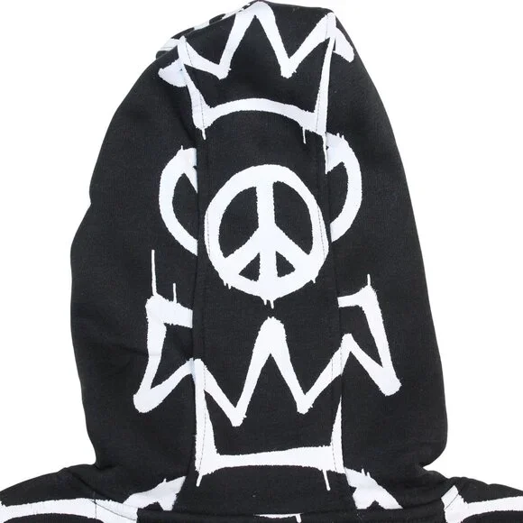 Create 2MEW Mens XL Sweatshirt Hoodie Black All Over Graffiti Embroidered Skull - Picture 6 of 14